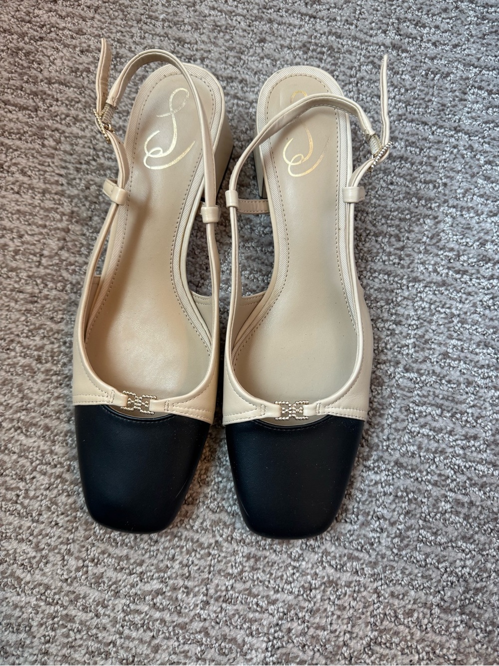 Sam Edelman Two-Tone Slingback Flats - Black & Cream